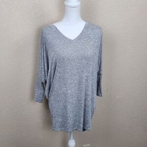 Wantable Heathered Gray Oversized Half Sleeve Top Large (5568)